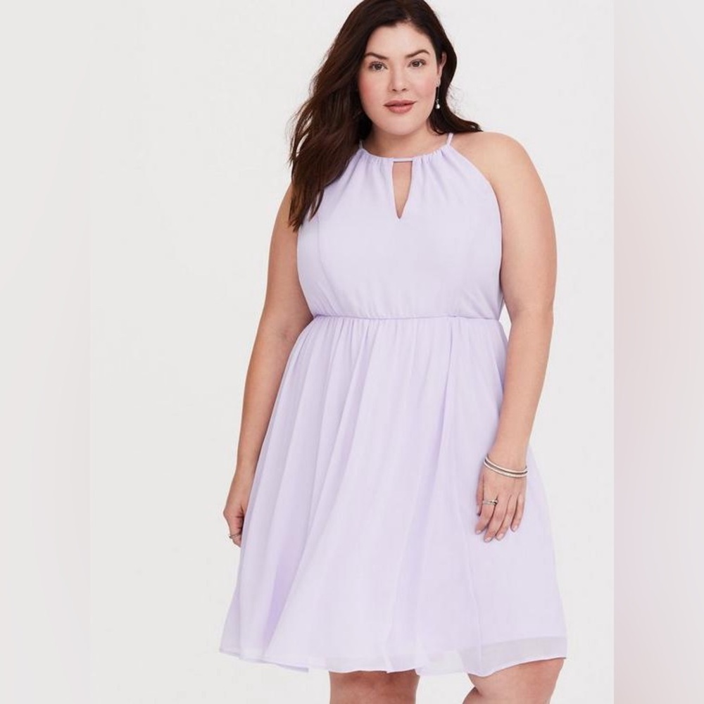 Torrid Women Lilac Purple Chiffon Dress Plus Size 3XL Halterneck Sleeveless